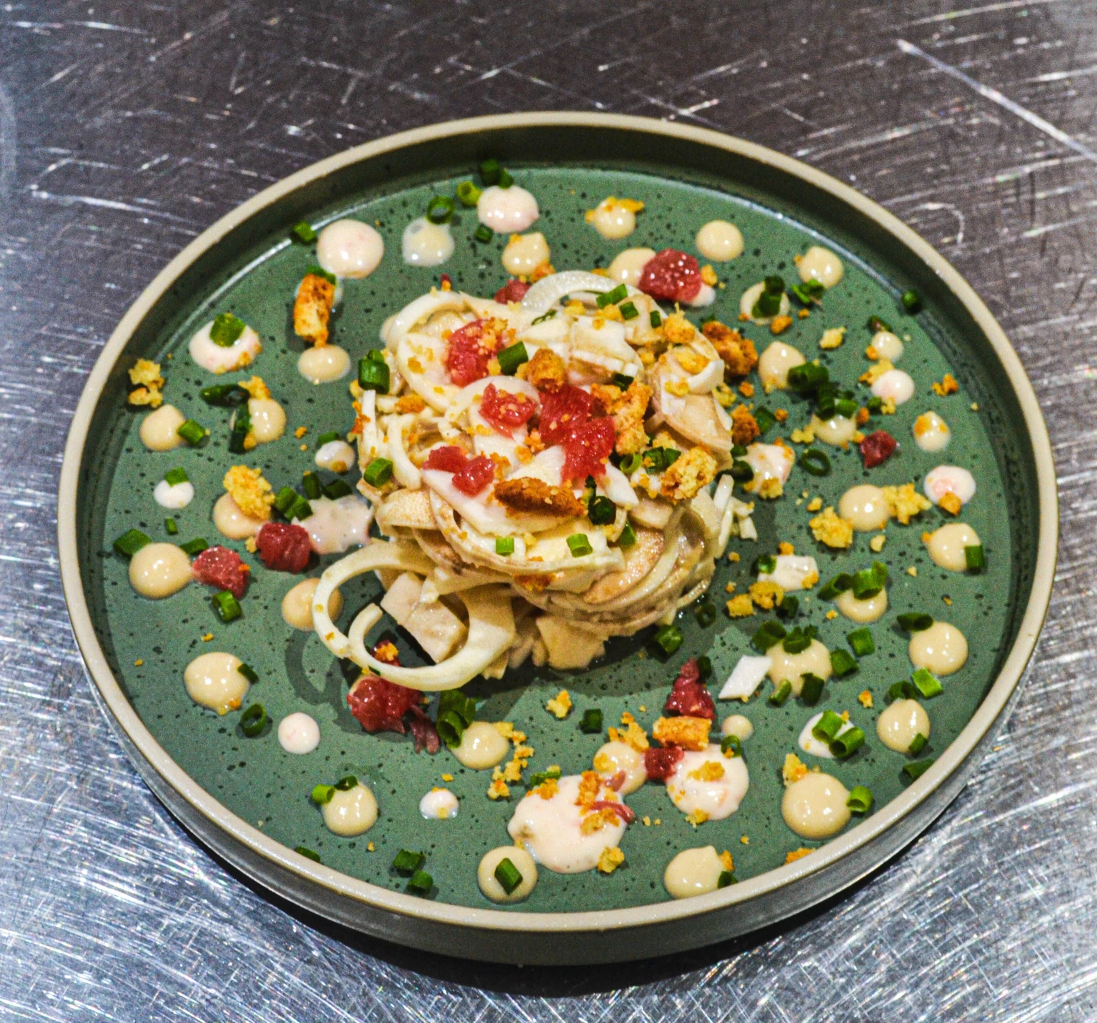 Fine dining pasta dish with seafood, herbs, and gourmet sauce, prepared by the chef at Wonders Beach luxury restaurant Mauritius.